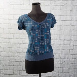 Vanity Blue Polka Dot Top. Size M